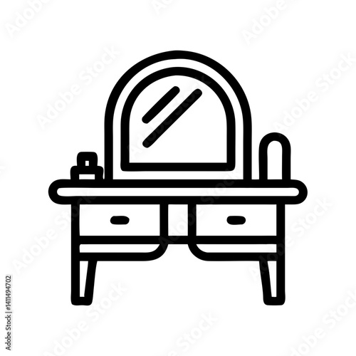 Vanity Table Icon Representing Dressing and Personal Grooming