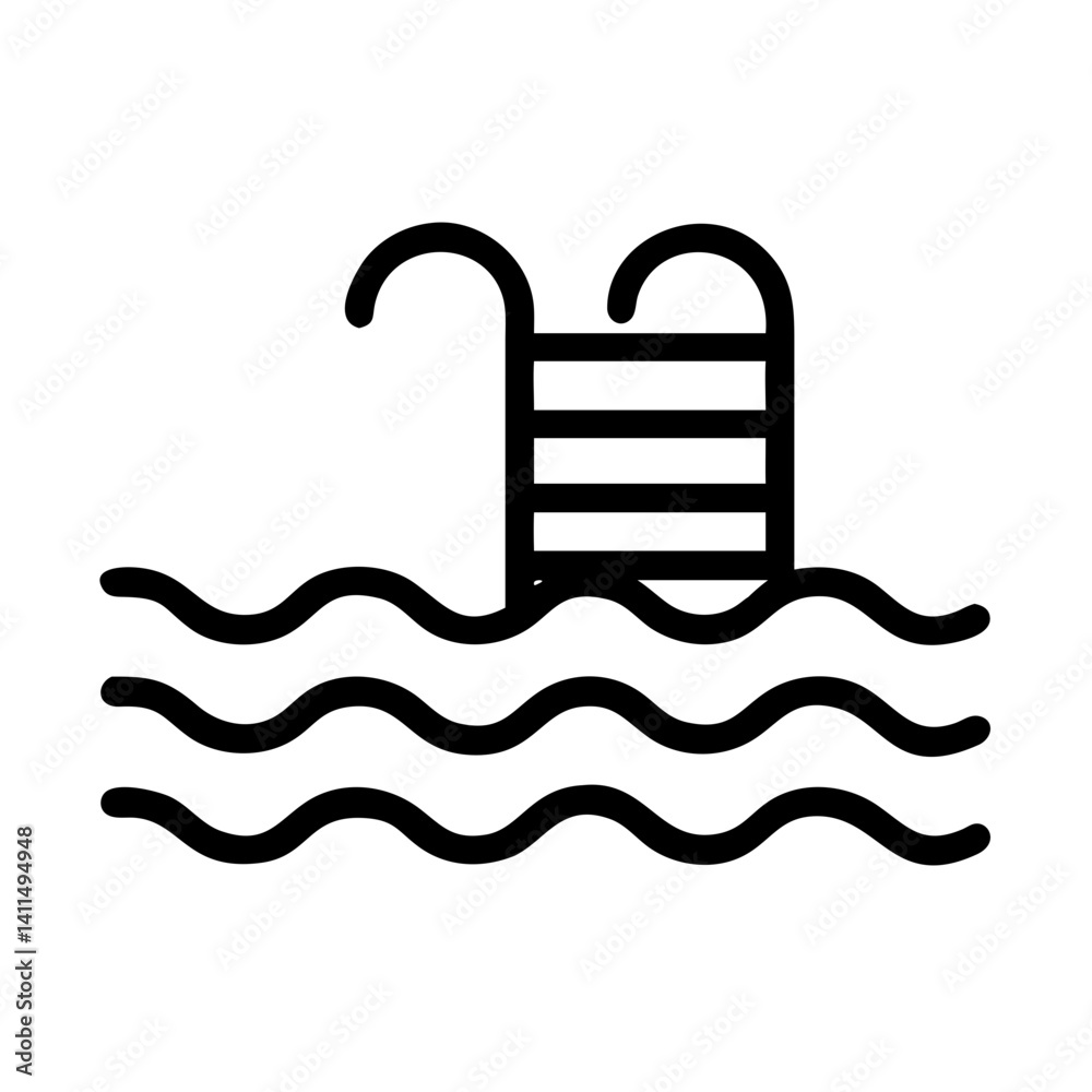 Wavy Line Icon Representing Swimming Pool or Water Activity Wavy Line Icon Representing Swimming Pool or Water Activity