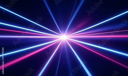 Blue and pink rays of light emanating from bright white center.
