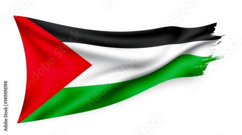 Palestinian Flag Illustration with Grunge Texture and National Colors

