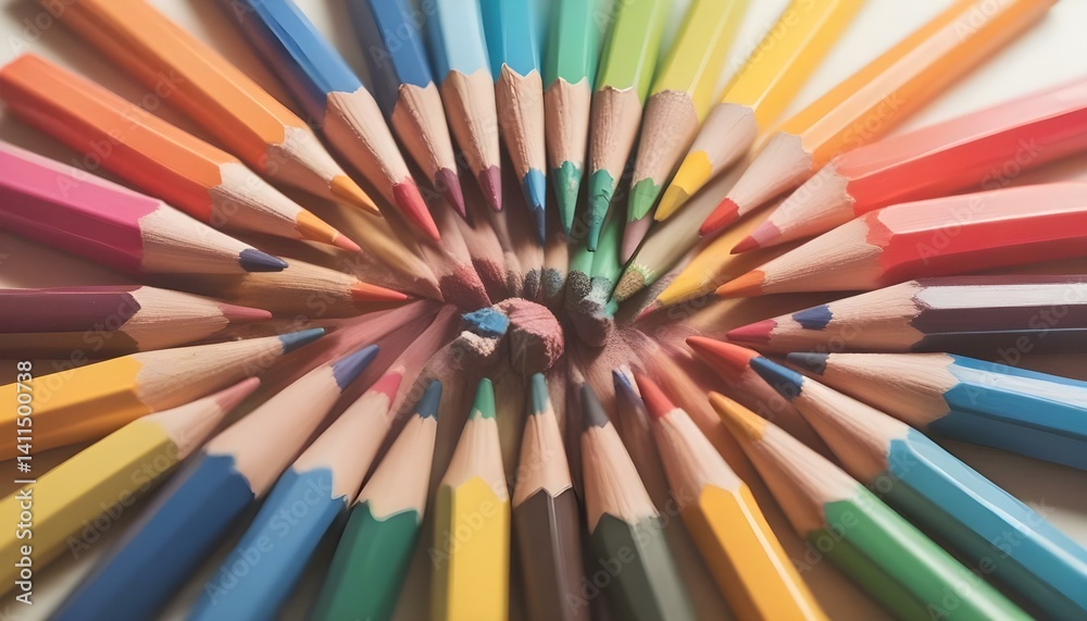 Colored pencils on a white background close up, isolate Colored pencils on a white background close up, isolate