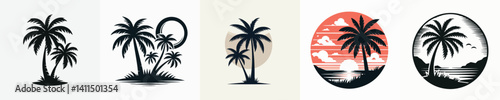 Vector of a coconut tree silhouette.