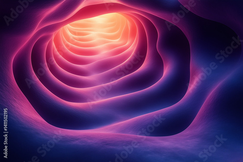 Abstract glowing spiral with vibrant colors and smooth texture in a futuristic design