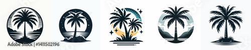 Vector of a coconut tree silhouette.