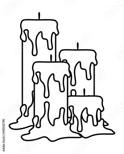 Outline of Unlit Candles on Transparent Background.