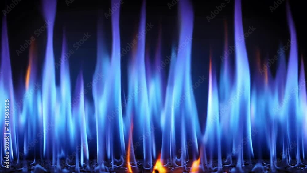 Blue Flames: Abstract close-up of vibrant blue flames dancing and flickering, creating a mesmerizing and intense visual spectacle. Blue Flames: Abstract close-up of vibrant blue flames dancing and flickering, creating a mesmerizing and intense visual spectacle.