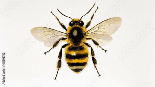 Blossom buzz bee isolated watercolor vector illustration svg