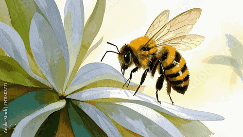 Sunlit drift bee isolated watercolor vector illustration svg