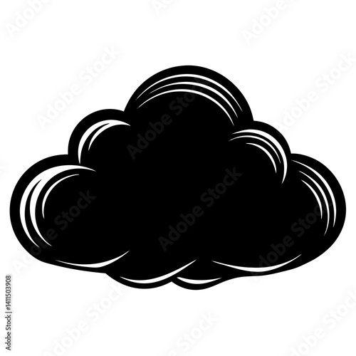 Vector silhouette of a single cloud with soft, layered edges and smooth curves 