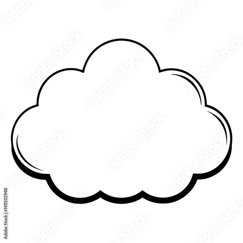 Vector silhouette of a single cloud with soft, layered edges and smooth curves 