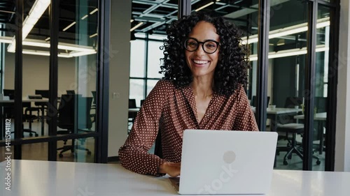 The Smiling Businesswoman at Desk