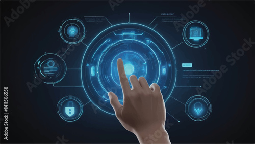 Interactive Touchscreen: Digital Interface, Technology, User Experience & Modern Interaction Visual.

