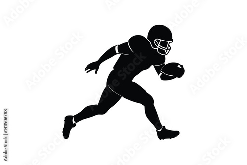 Silhouette drawing of an American football player running with the ball.eps