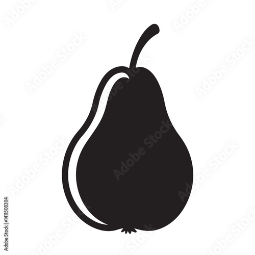 pear isolated on white Fruit icon vector coloring page bold black line art Silhouette 
                