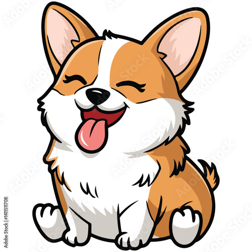 Cute Corgi Puppy Cartoon Illustration for Kids and Pet Dog Vector