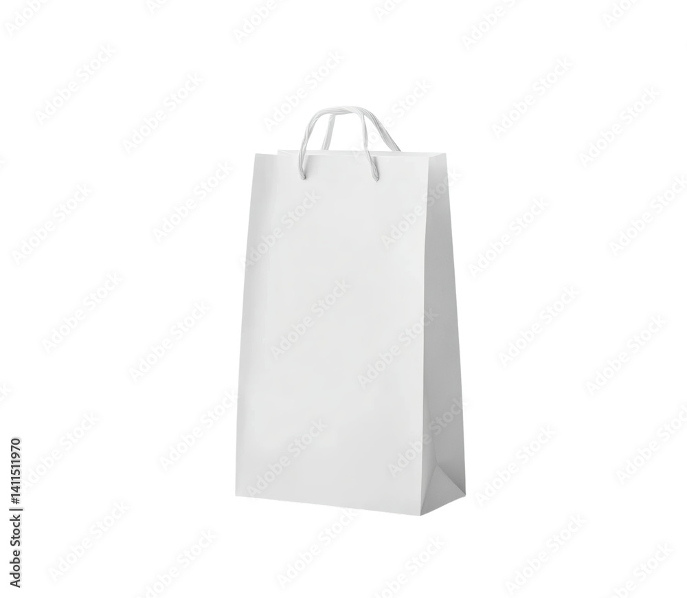White blank paper bag mockup isolated on Transparent Background and PNG White blank paper bag mockup isolated on Transparent Background and PNG