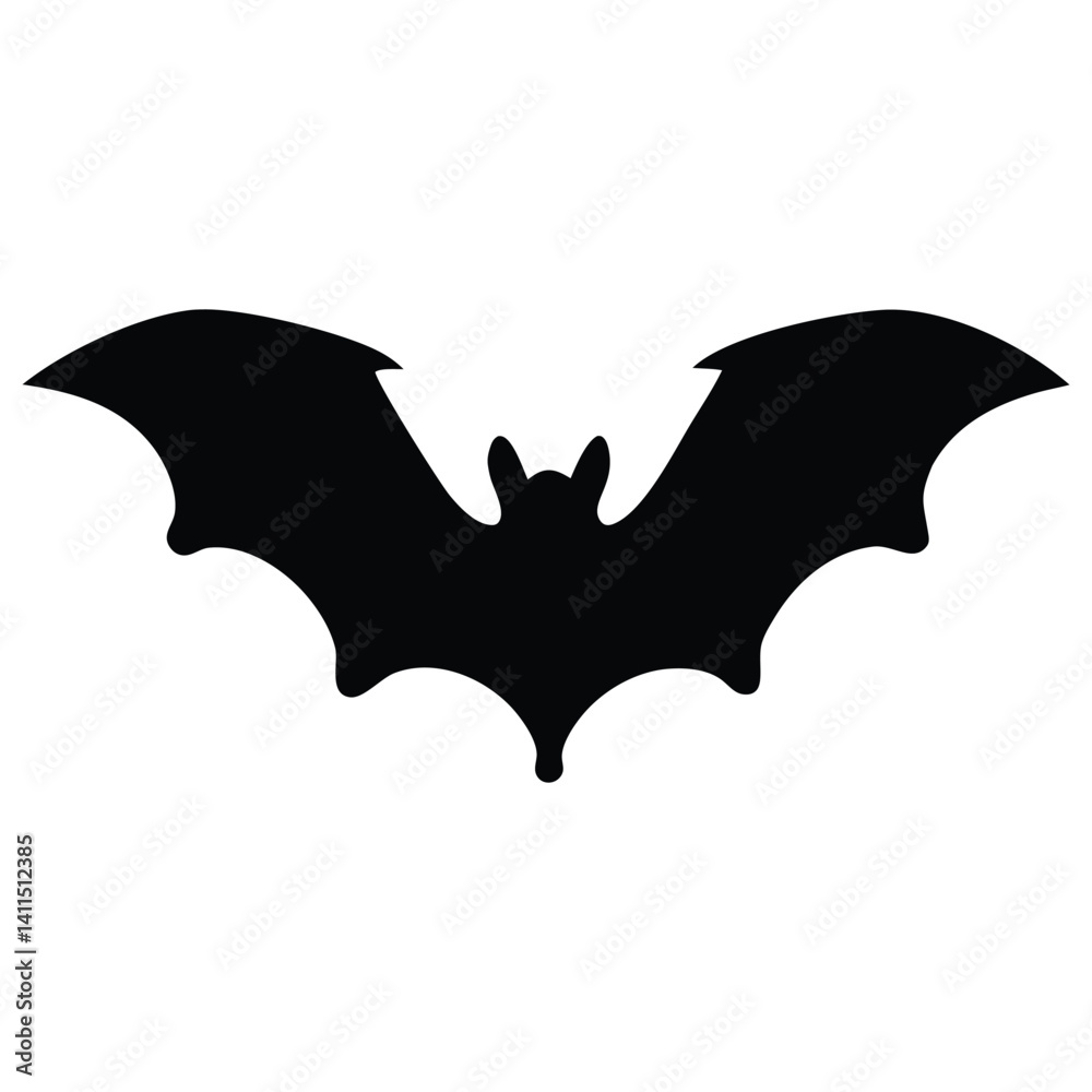 Fototapeta premium black silhouette bat isolated on white background