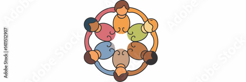 Vector icon sheet with multi-ethnic people holding hands – Perfect for social campaigns, diversity and inclusion initiatives, or HR presentations.