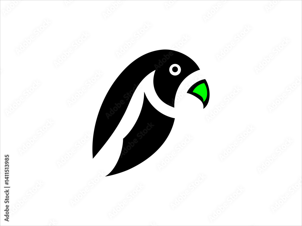 Fototapeta premium A clean, stylized silhouette of a parrot.