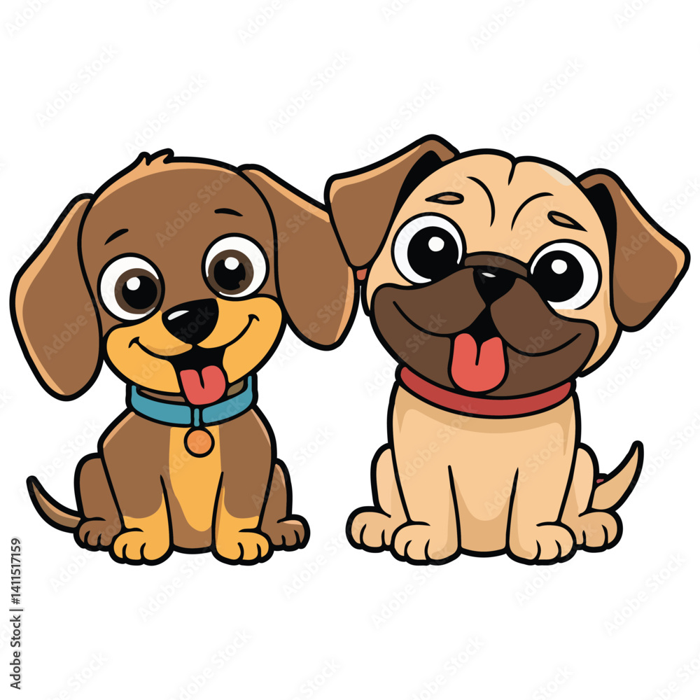 Cute funny pug vector, Bulldog vector art love illustration Cute funny pug vector, Bulldog vector art love illustration