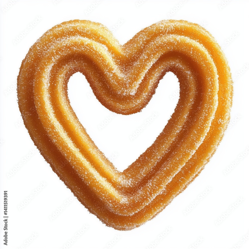 Fototapeta premium Delicious Heart-Shaped Churro Coated with Sugar Radiating Sweetness and Love