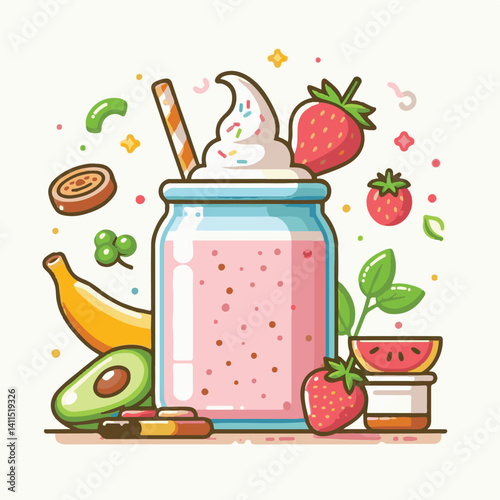 yogurt, fruit, smoothie, fresh, diet, healthy, food, dessert, summer, breakfast, sweet, milk, delicious, milkshake, glass, organic, drink, shake, strawberry, background, cocktail, beverage, berry, dai
