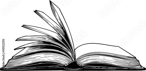 Open Book with Turning Pages Vector Illustration