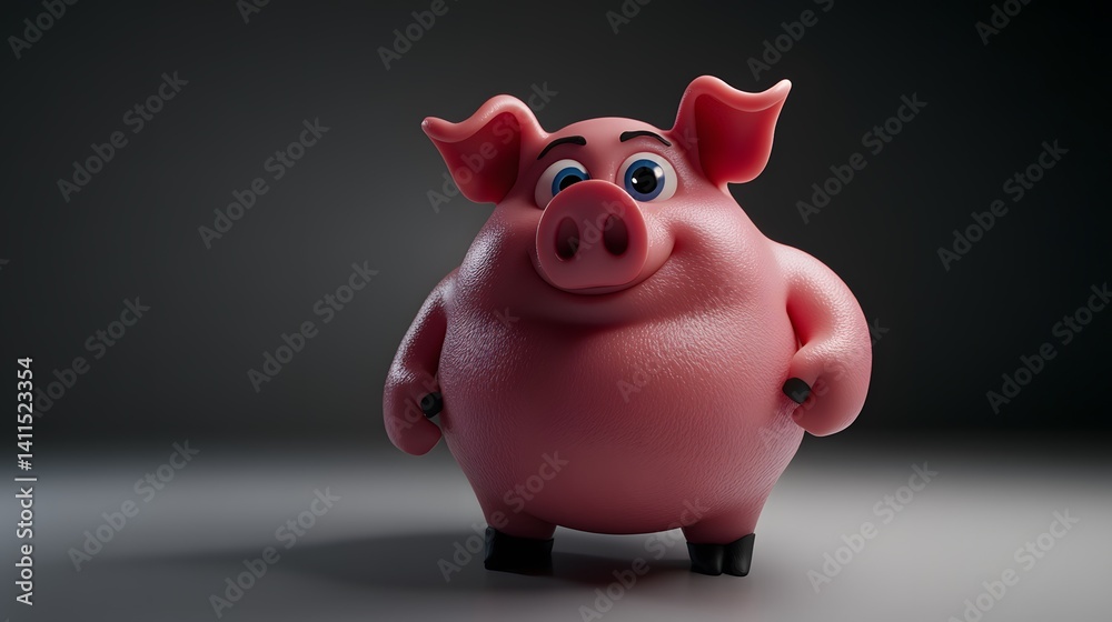 Obraz premium 3d pig cartoon, clear and clean white background, photo studio style