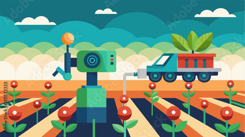 In a fully automated farm robots handle all thinning operations including monitoring soil health adjusting water levels and removing excess plants for optimized crop growth and. Vector illustration