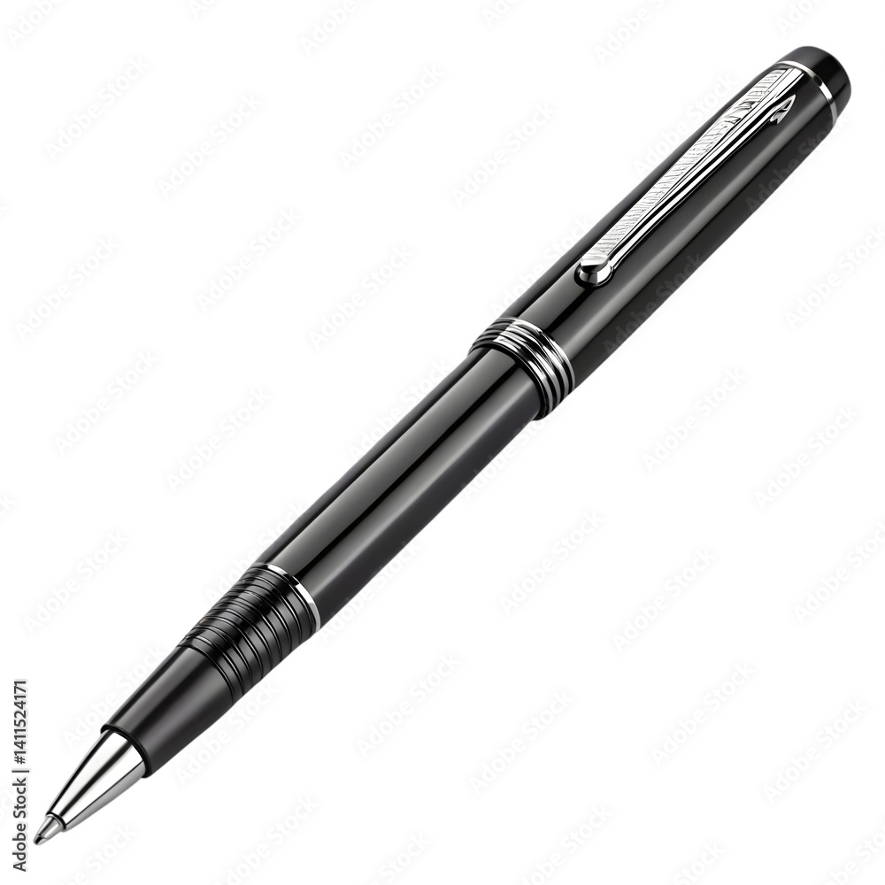 Elegant Black Ballpoint Pen: High-Resolution Image on transparent background Elegant Black Ballpoint Pen: High-Resolution Image on transparent background