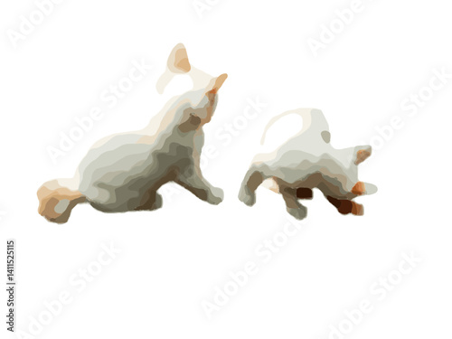 Two cat on a white background