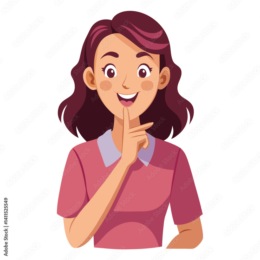 happy woman tells secret by putting palm to mouth happy woman tells secret by putting palm to mouth