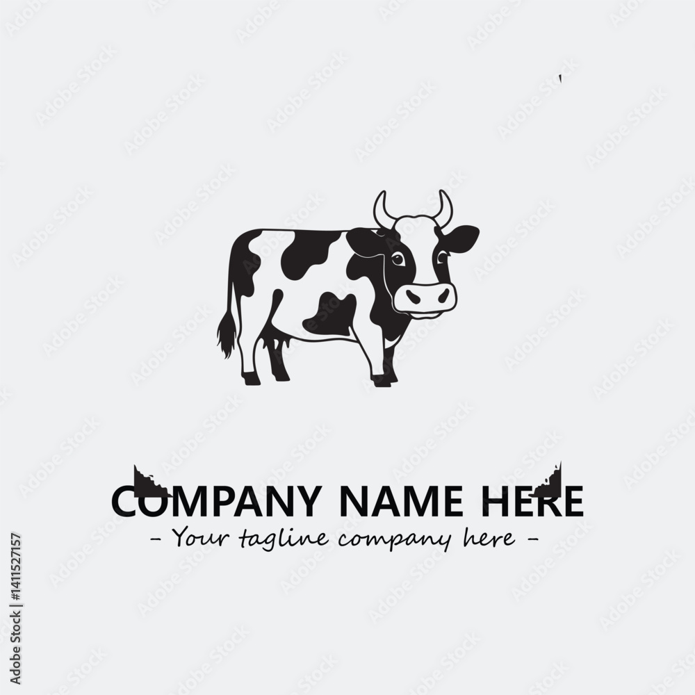 Cow illustration black and white for logo company vector image
Cow illustration black and white for logo company vector image