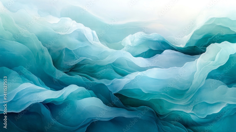 Fototapeta premium Abstract Teal and Blue Watercolor Wave Background