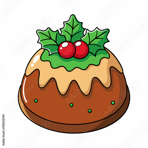 Christmas Pudding Minimal Holiday Vector Style