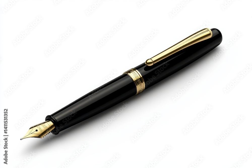 Elegant fountain pen close up view on white background Elegant fountain pen close up view on white background