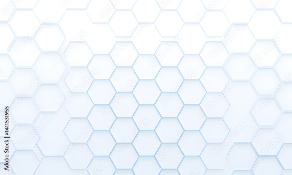 Fototapeta premium Blue hexagon on white background.