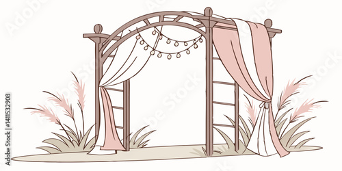 Timeless Boho Wedding Scene with Grass Accents

