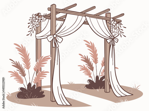 Arched Wedding Frame with Earthy Pampas Grass

