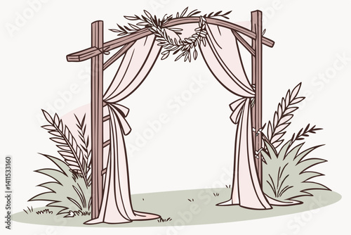 Boho-Inspired Altar Scene with Pampas Textures


