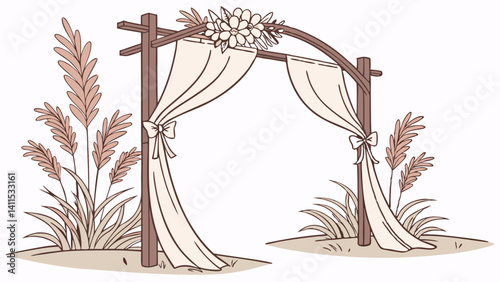 Simple Outdoor Wedding Backdrop in Bohemian Theme

