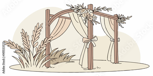 Elegant Boho Elopement Arch in Rustic Setting

