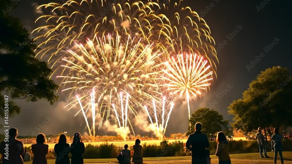 Fireworks display at night celebration new year's eve independence day fourth of july event pyrotechnics