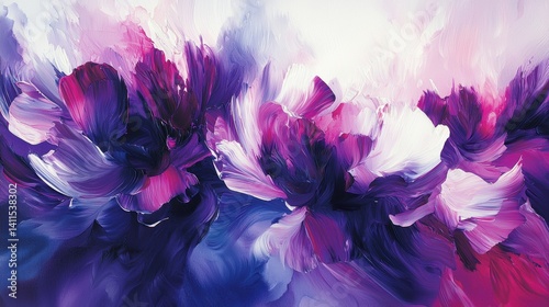 Abstract Purple and Pink Floral Painting Whimsical Bloom