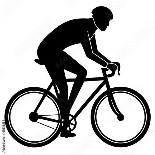 Line art vector silhouette of a person riding a fixie bike