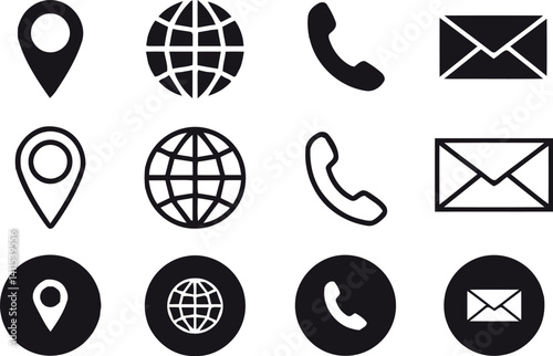 Contact Us Icon Set - Business Web Icons for Websites & Apps - Vector Illustration