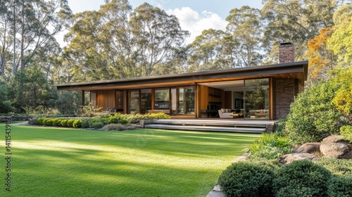 Modern Wood And Stone House With Sunny Garden