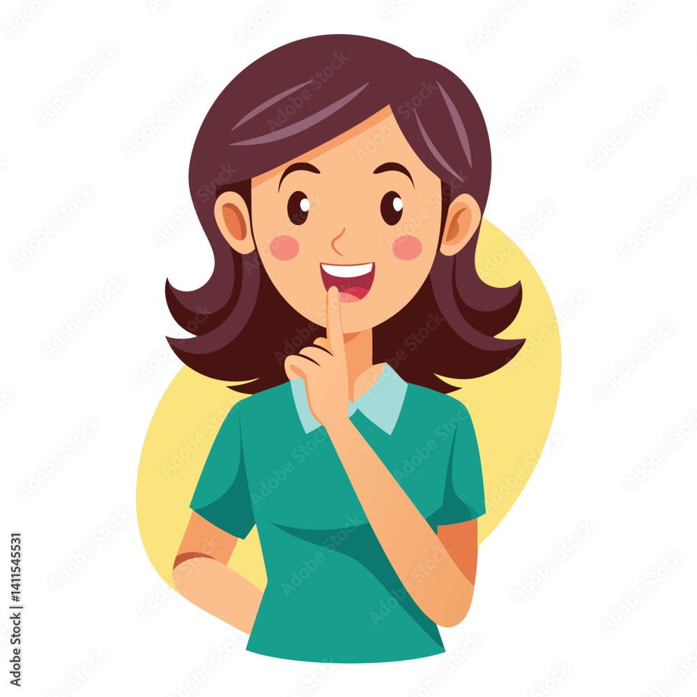 happy woman tells secret by putting palm to mouth happy woman tells secret by putting palm to mouth