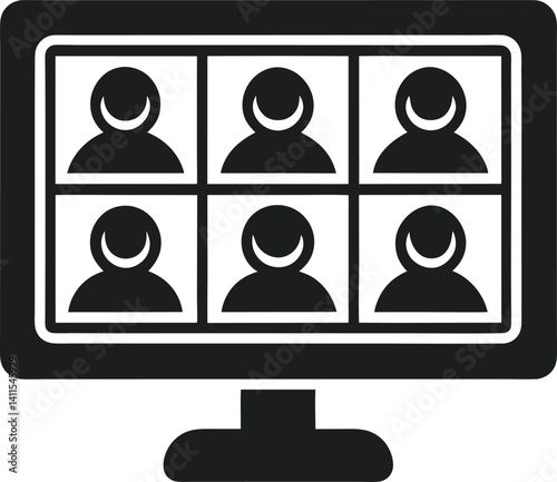 Teleconferencing Icon with People in Grid View