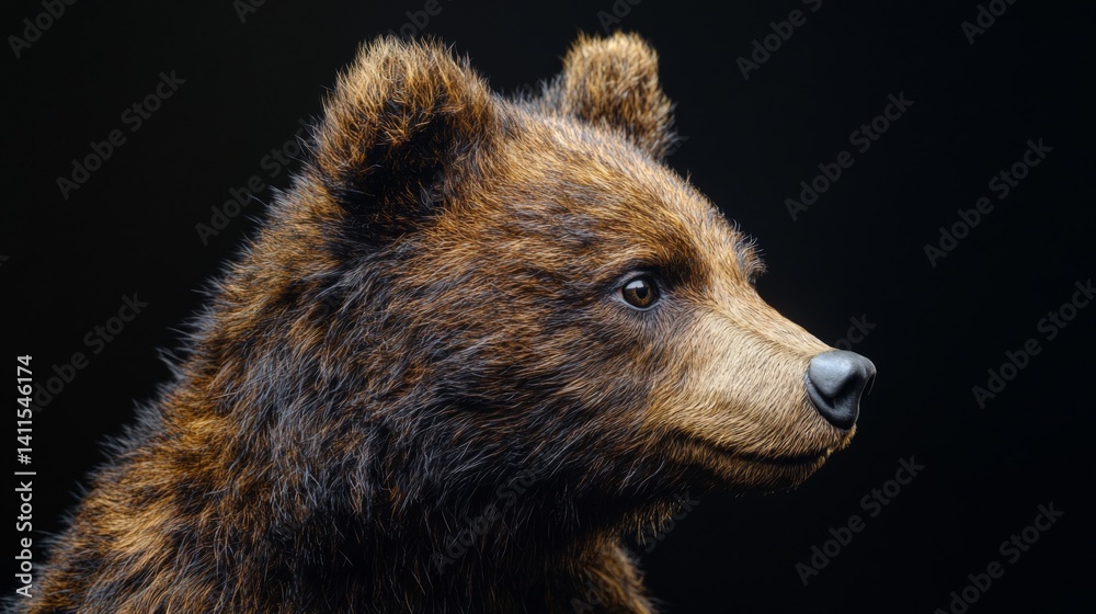 Fototapeta premium Detailed Brown Bear Portrait Against Dark Background
